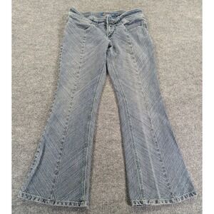 Shampoo Vintage Flare Jeans Blue Diagonal Texture Turquoise Stitch Size 13/14